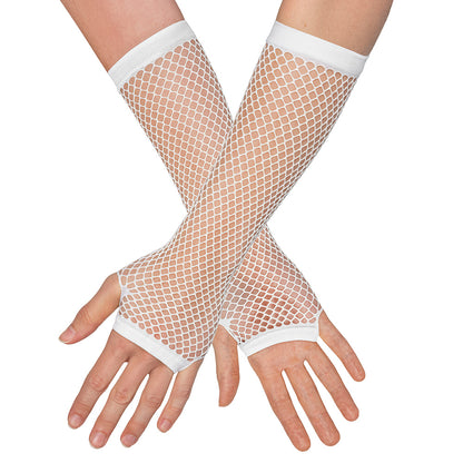 Gants Filet Blanc Sans Doigts - Accessoire Danseur & Fête