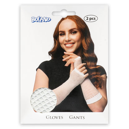 Gants Filet Blanc Sans Doigts - Accessoire Danseur & Fête
