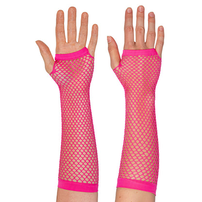 Gants Résille Néon Longs sans Doigts - UV Blacklight