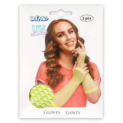 Gants résille néon UV Blacklight - Accessoire années 80