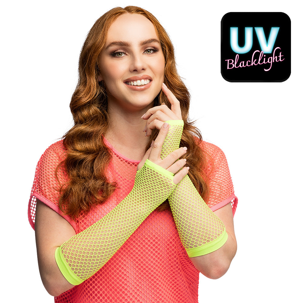 Gants Filet Fluo UV Blacklight - Accessoire Années 80
