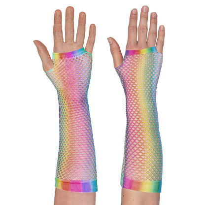 Gants Filet Arc-en-Ciel UV Blacklight - Accessoire Soirée