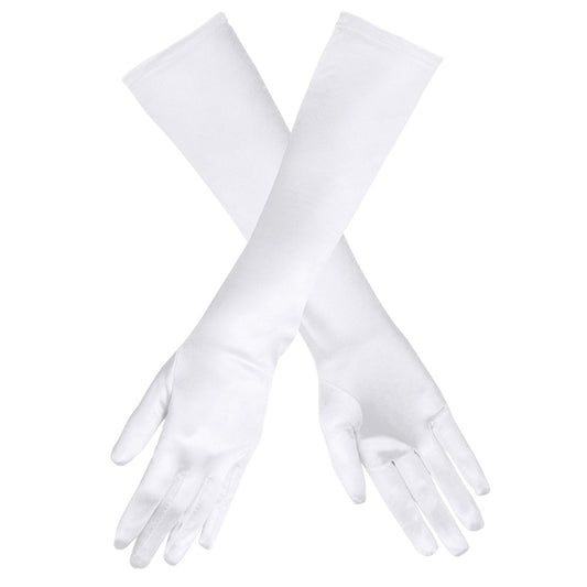Longs Gants Blancs Satin - Accessoire Soirée Élégant
