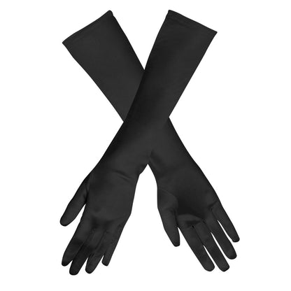 Gants Longs Noirs Satin 50cm - Accessoire Soirée Élégant