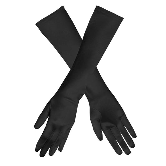Gants Longs Noirs Satin 50cm - Accessoire Soirée Élégant