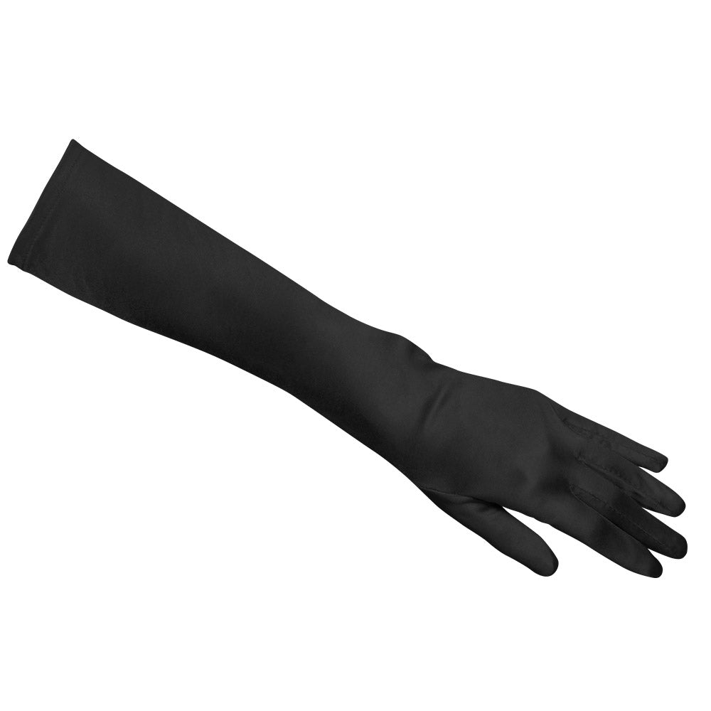 Gants Longs Noirs Satin 50cm - Accessoire Soirée Élégant