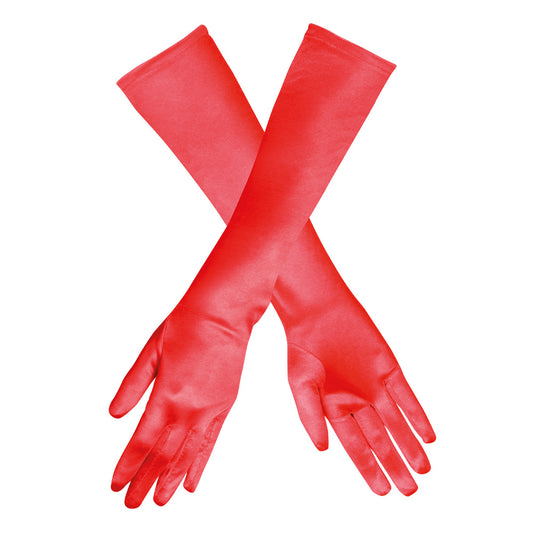 Gants Longs Rouges Satin - Accessoire Déguisement Élégant
