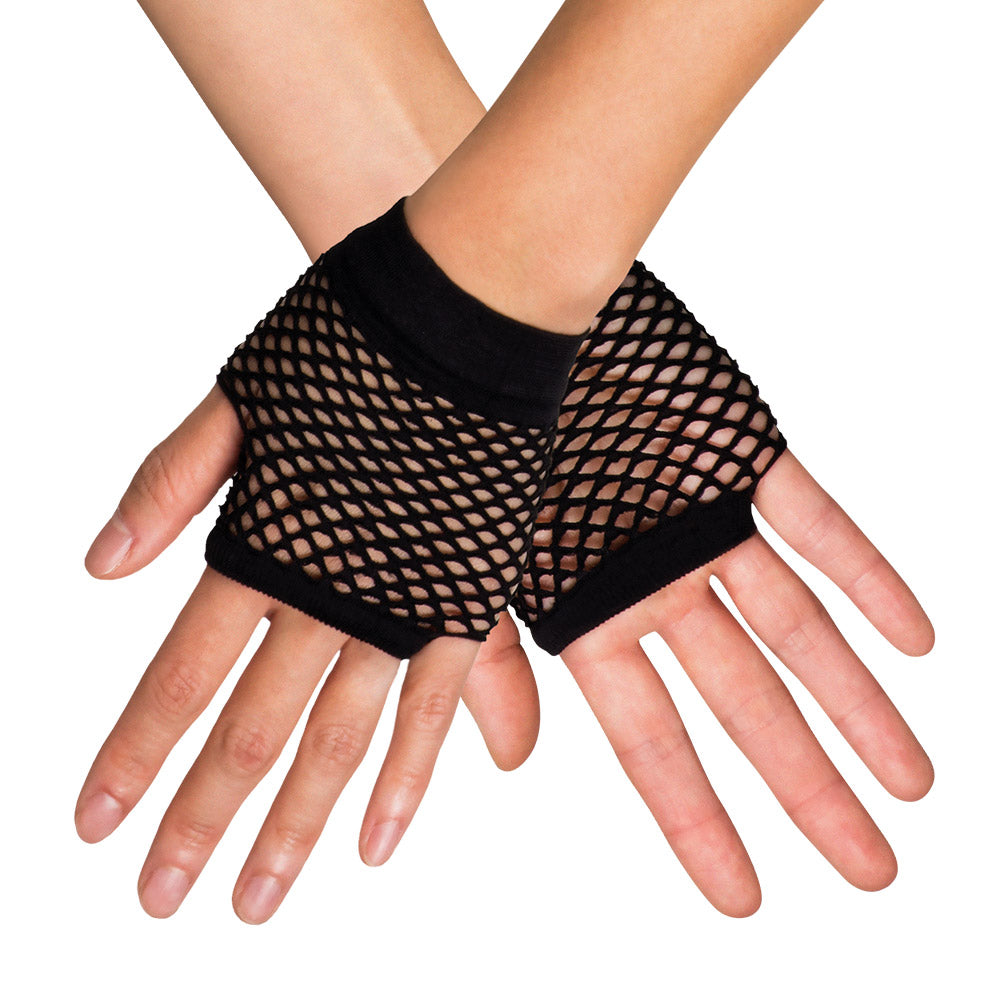 Gants Filet Noir Sans Doigts - Accessoire Années 80 Punk Rock
