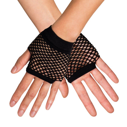Gants Filet Noir Sans Doigts - Accessoire Années 80 Punk Rock