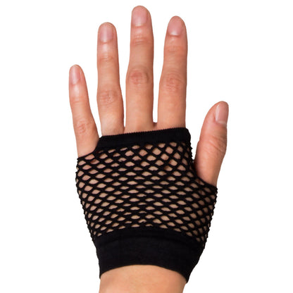 Gants Filet Noir Sans Doigts - Accessoire Années 80 Punk Rock