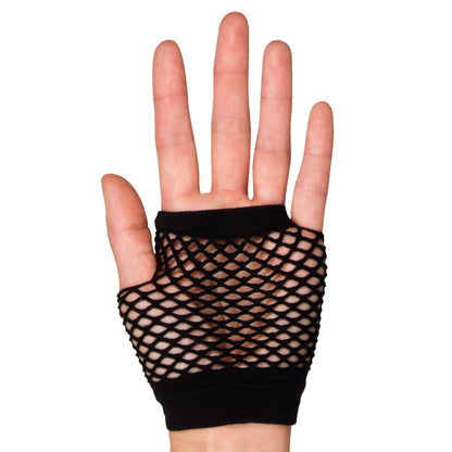Gants Filet Noir Sans Doigts - Accessoire Années 80 Punk Rock