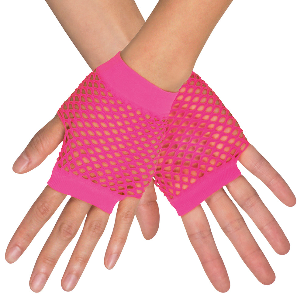 Gants Filet Rose Fluo UV Blacklight - Accessoire Disco & Fête