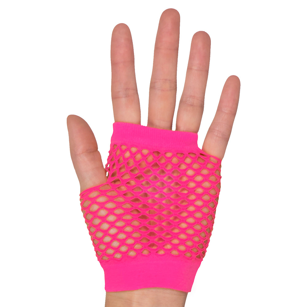 Gants Filet Rose Fluo UV Blacklight - Accessoire Disco & Fête