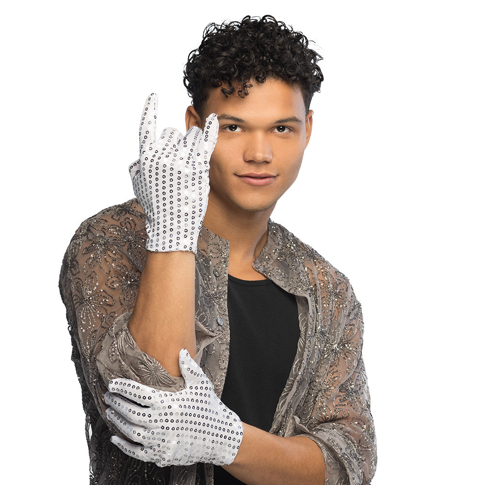 Gants à Sequins Blancs - Accessoire Disco Glamour Adulte