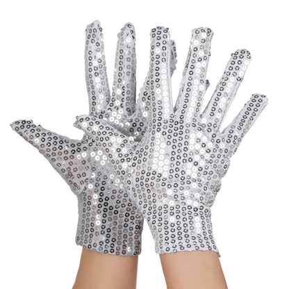 Gants à Sequins Blancs - Accessoire Disco Glamour Adulte