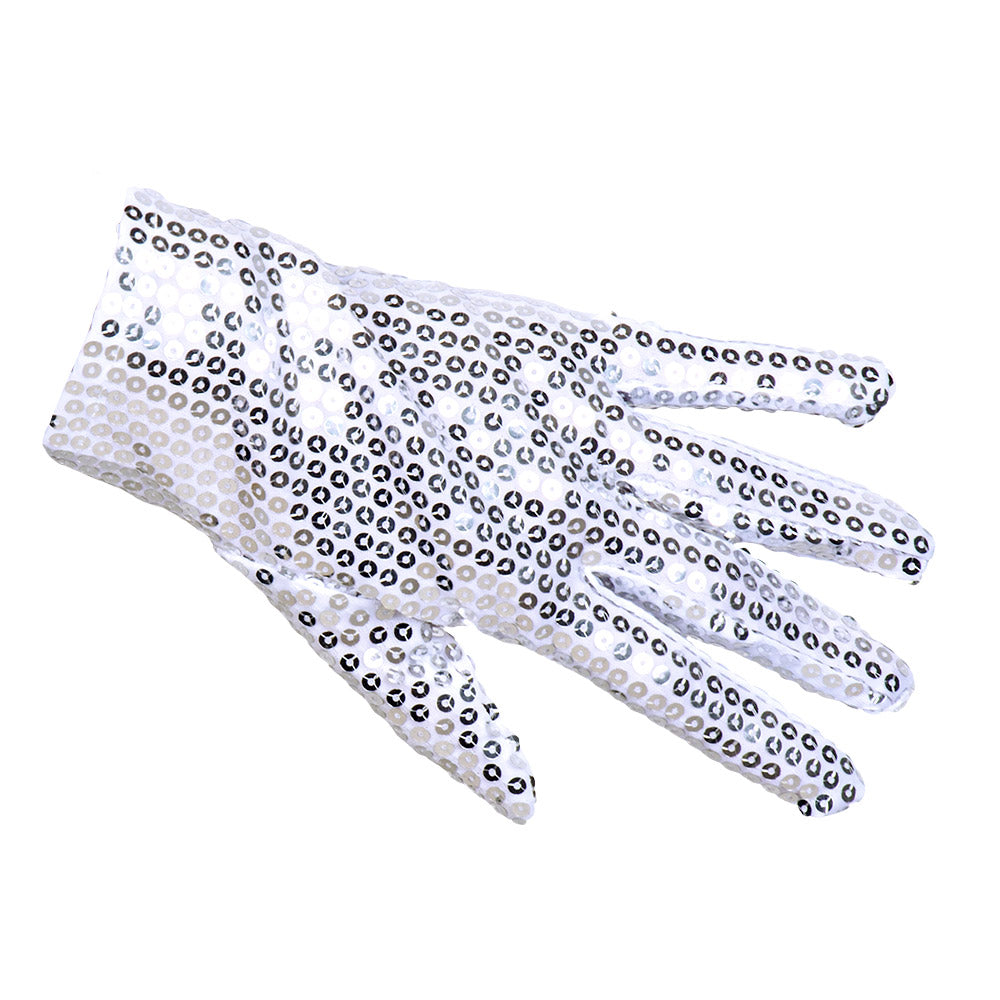 Gants à Sequins Blancs - Accessoire Disco Glamour Adulte