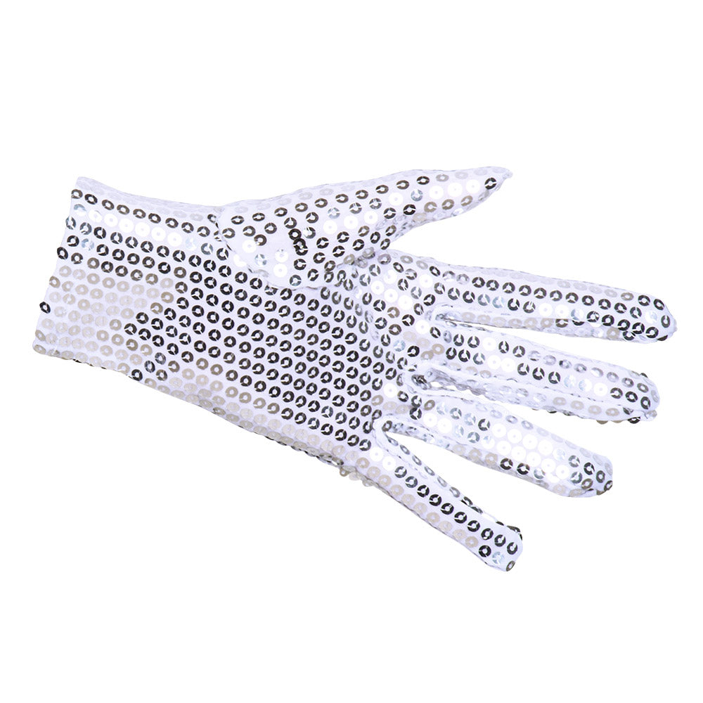 Gants à Sequins Blancs - Accessoire Disco Glamour Adulte