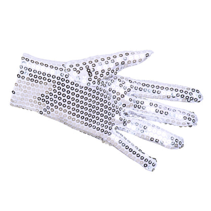 Gants à Sequins Blancs - Accessoire Disco Glamour Adulte