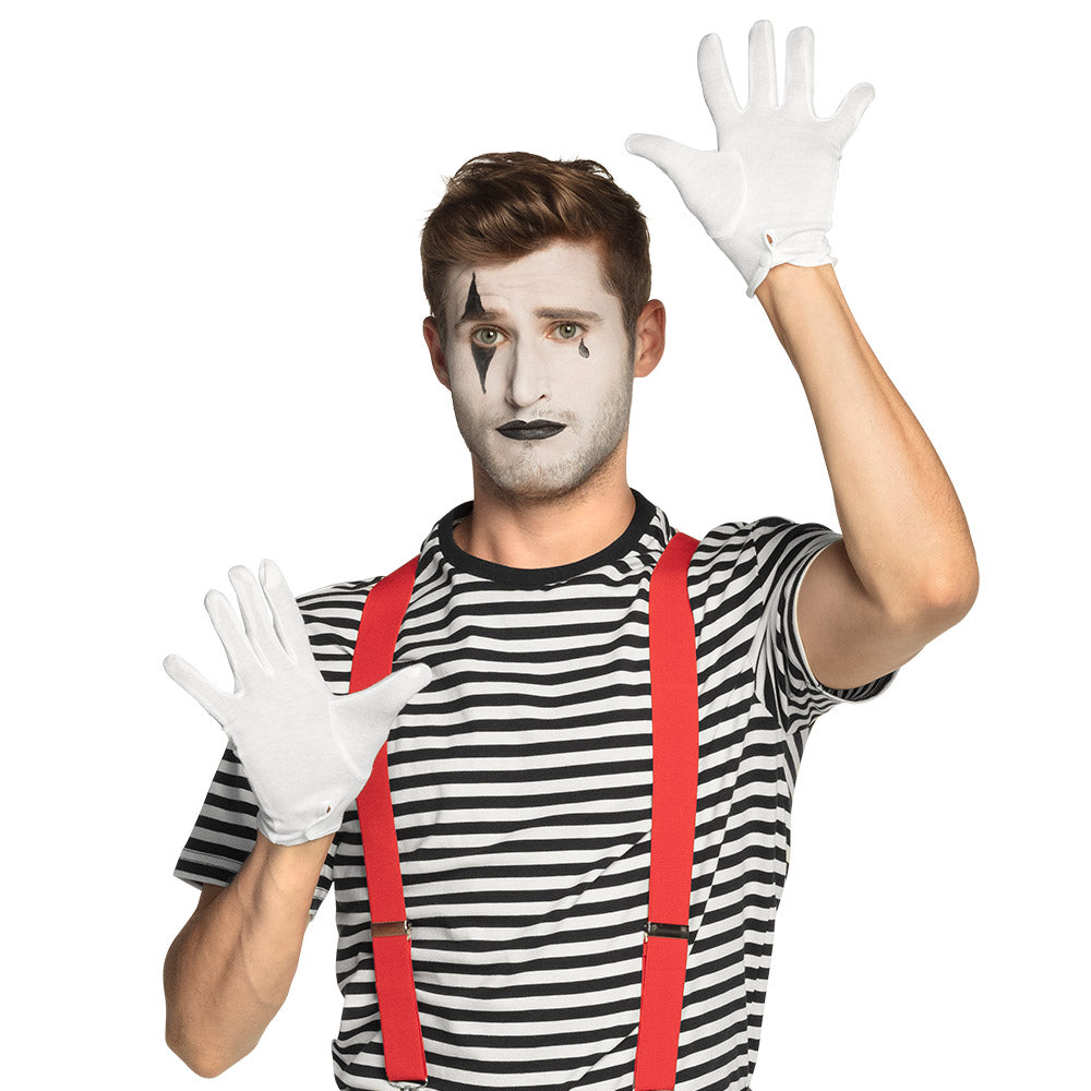 Gants Blancs Mime Déguisement Clown Cirque Accessoire