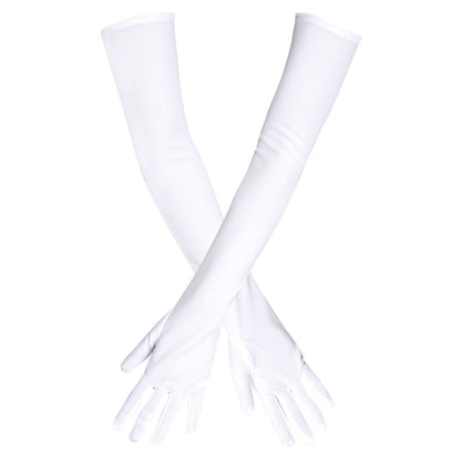 Gants Longs Blancs Satin Déguisement - Accessoire Élégant