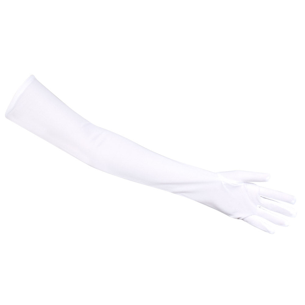 Gants Longs Blancs Satin Déguisement - Accessoire Élégant