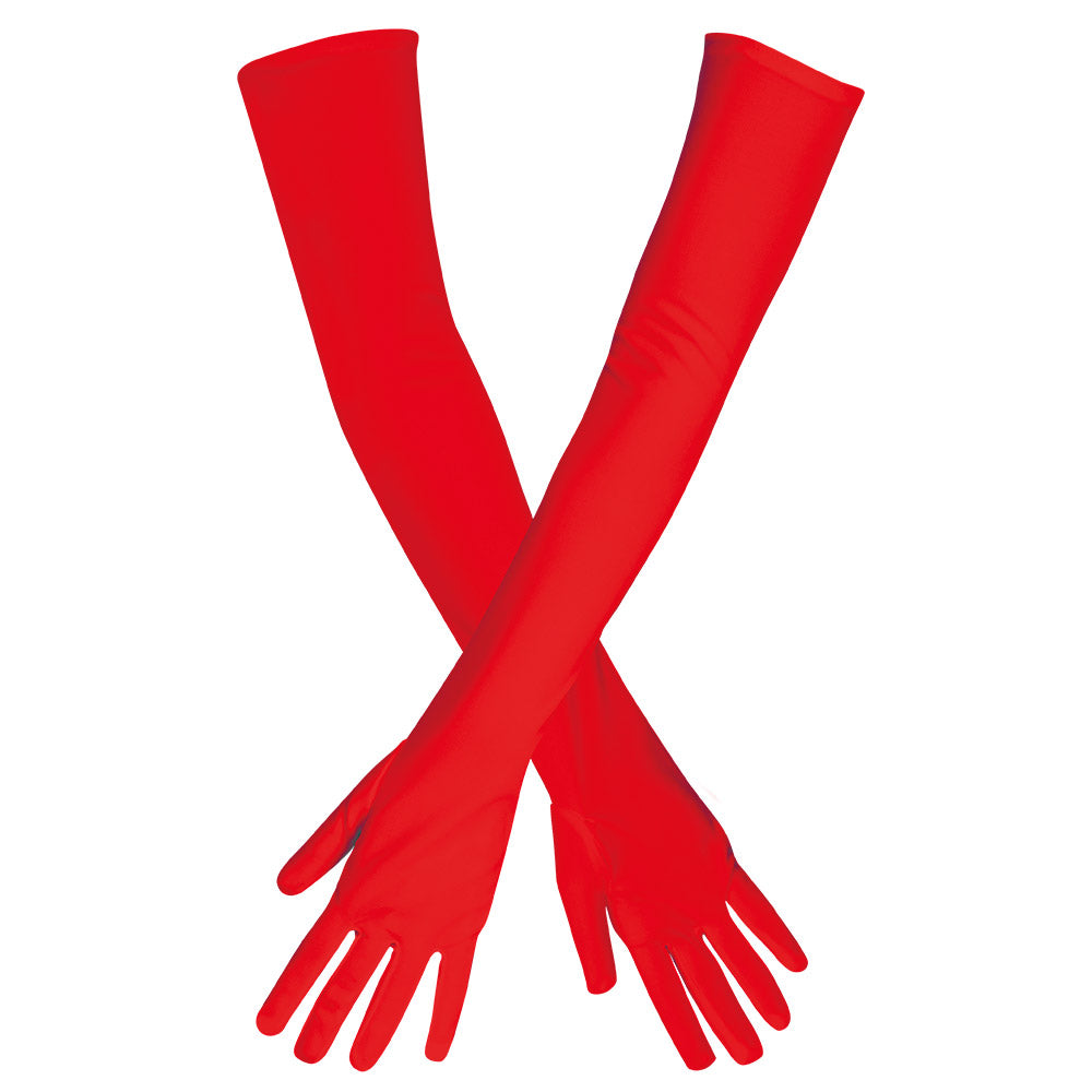 Gants Longs Rouge Brillant - Accessoire Soirée Élégante
