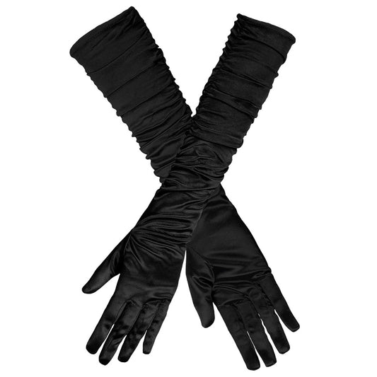Gants Longs Noirs Froissés Accessoire Déguisement Soirée