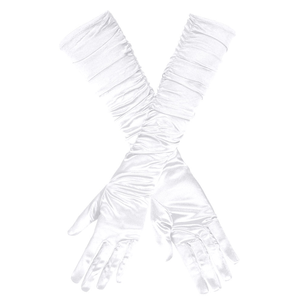Gants Longs Blancs Froissés Années 20 - Accessoire Rétro Chic