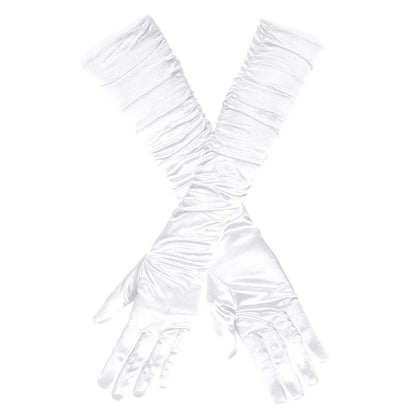 Gants Longs Blancs Froissés Années 20 - Accessoire Rétro Chic