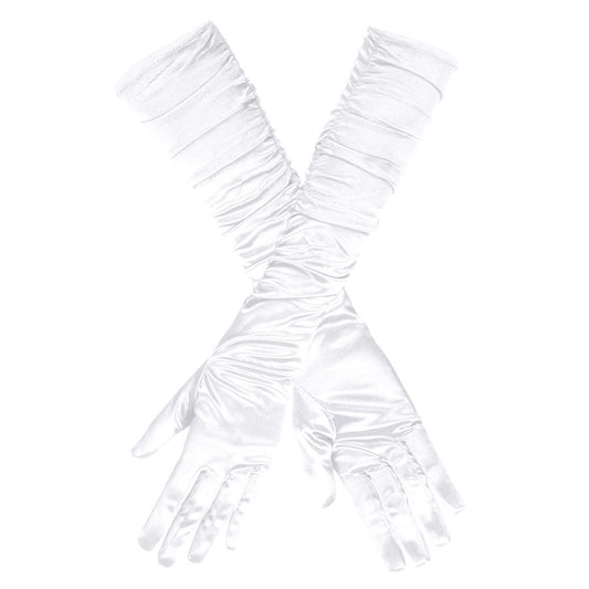 Gants Longs Blancs Froissés Années 20 - Accessoire Rétro Chic