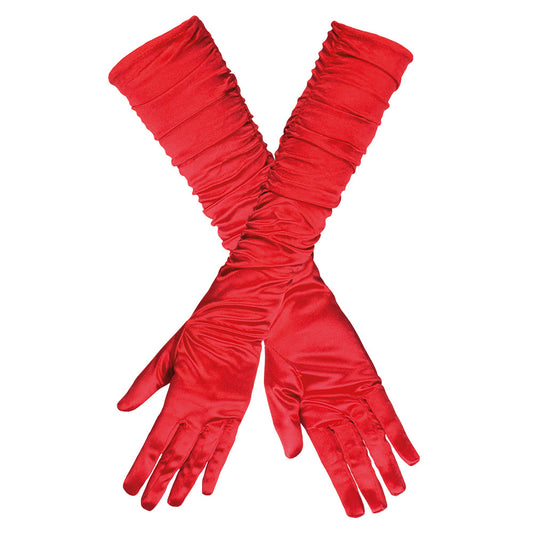 Gants Longs Rouges Froissés - Accessoire Soirée Vintage