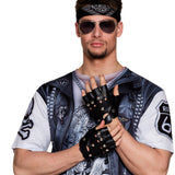 Gants Fingerless Rock avec Clous et Rivets - Accessoire Motard