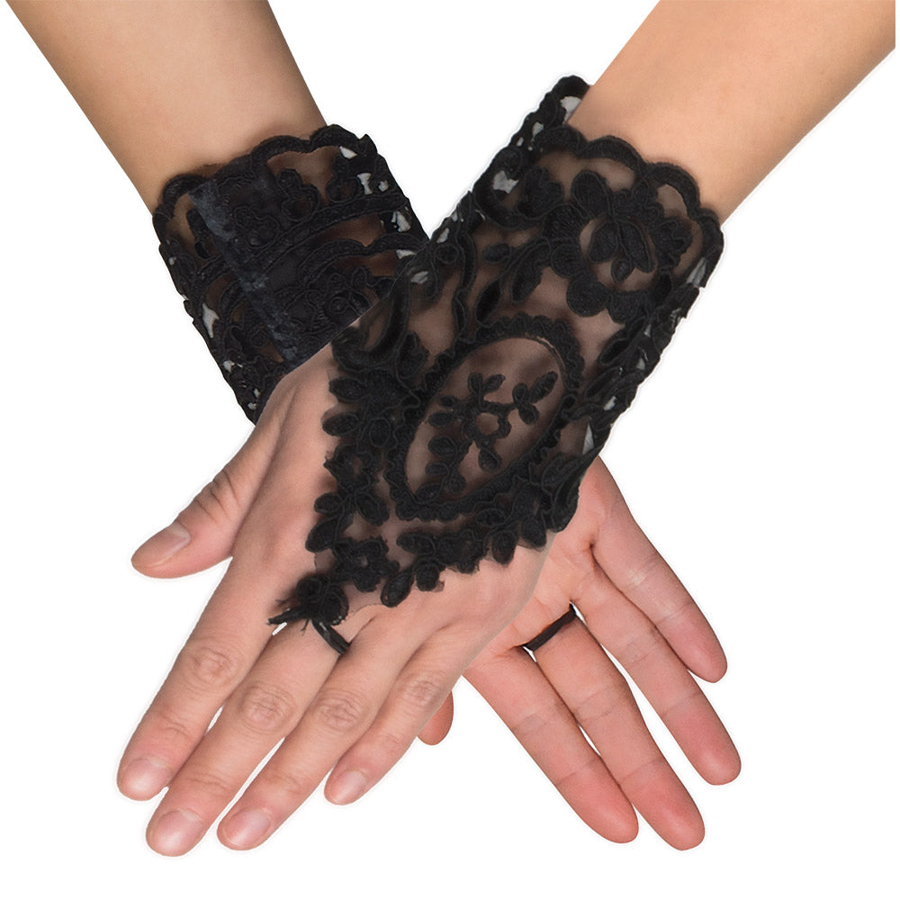 Gants Dentelle Noire Élégants - Accessoire Glamour Déguisement