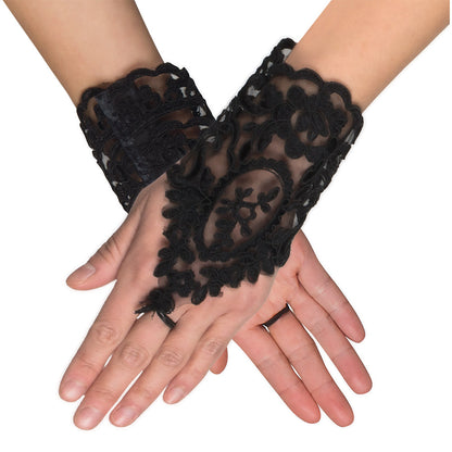 Gants Dentelle Noire Élégants - Accessoire Glamour Déguisement