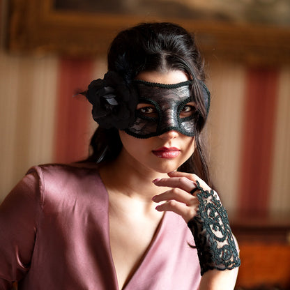 Gants Dentelle Noire Élégants - Accessoire Glamour Déguisement