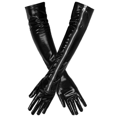 Gants Longs Noirs Zippés - Accessoire Rockstar & Disco
