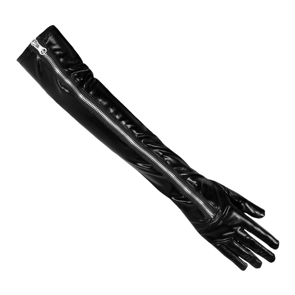 Gants Longs Noirs Zippés - Accessoire Rockstar & Disco