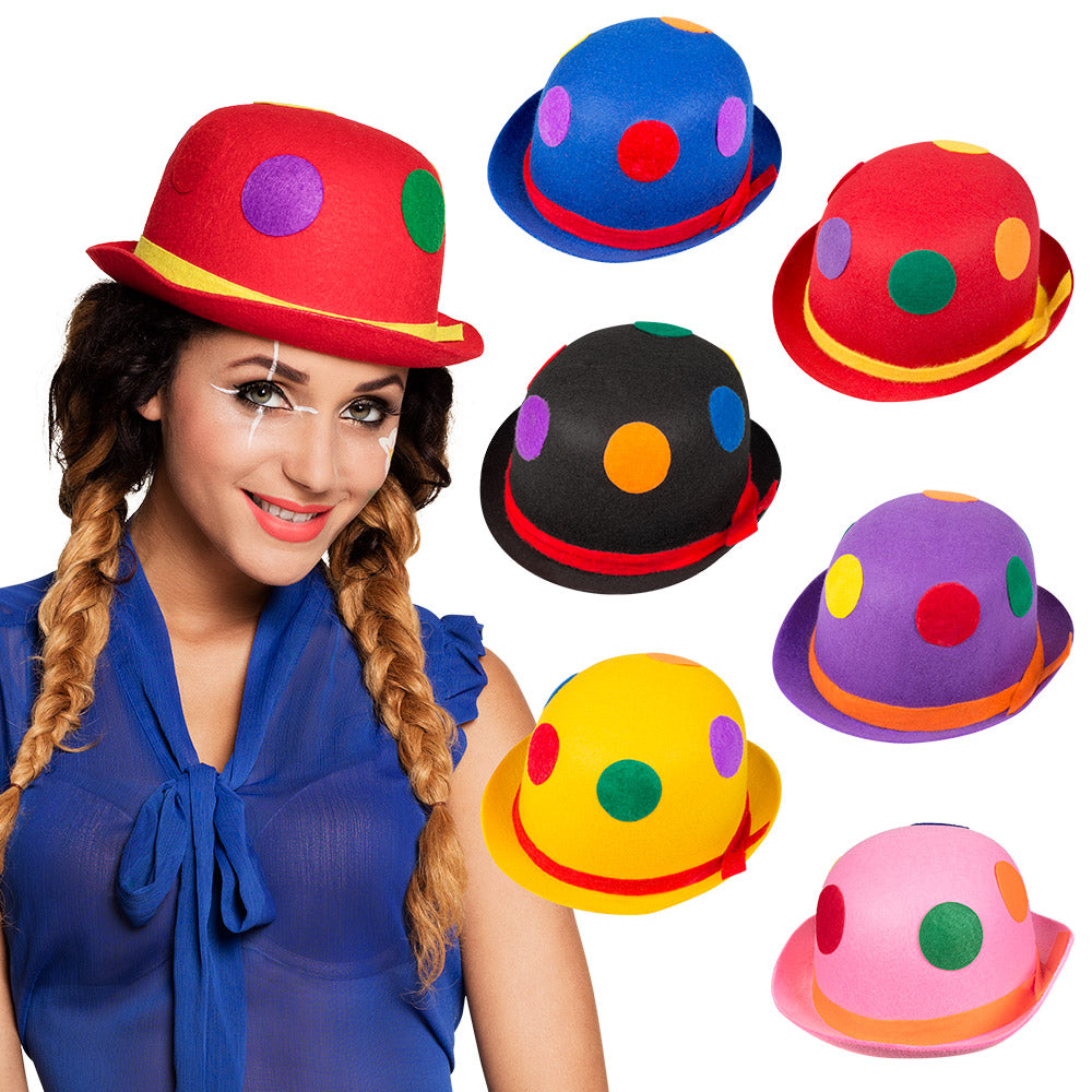 Chapeau Clown Multicolore avec Pois - Accessoire Déguisement Cirque