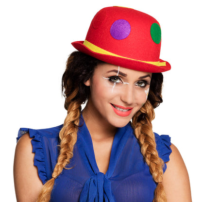 Chapeau Clown Multicolore avec Pois - Accessoire Déguisement Cirque