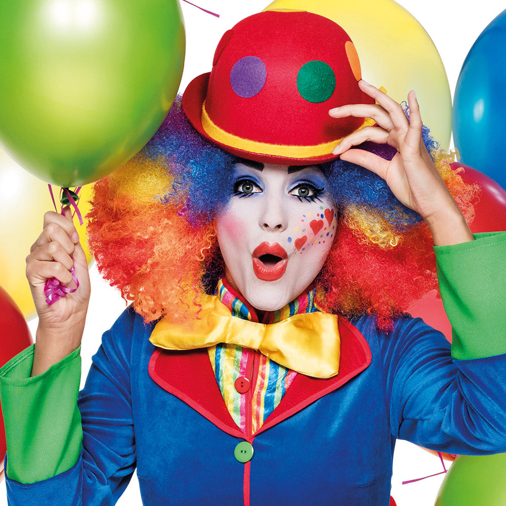 Chapeau Clown Multicolore avec Pois - Accessoire Déguisement Cirque