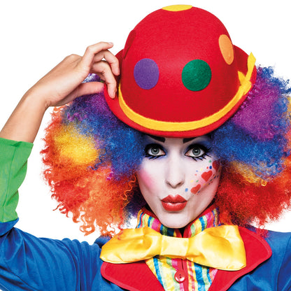 Chapeau Clown Multicolore avec Pois - Accessoire Déguisement Cirque