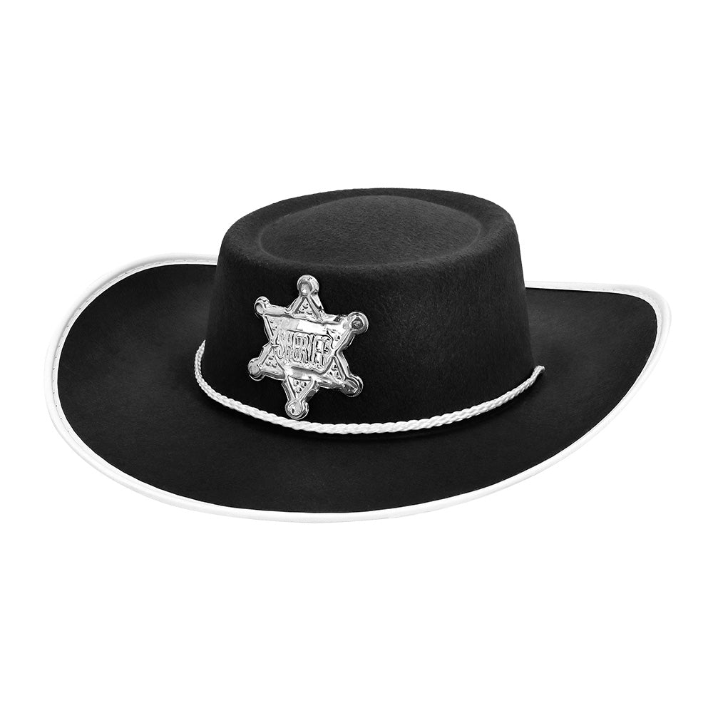 Chapeau Cow-boy Noir Enfant avec Badge Sheriff