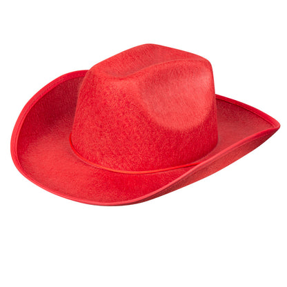 Chapeau Cowboy Rouge avec Cordelette - Accessoire Western Adulte