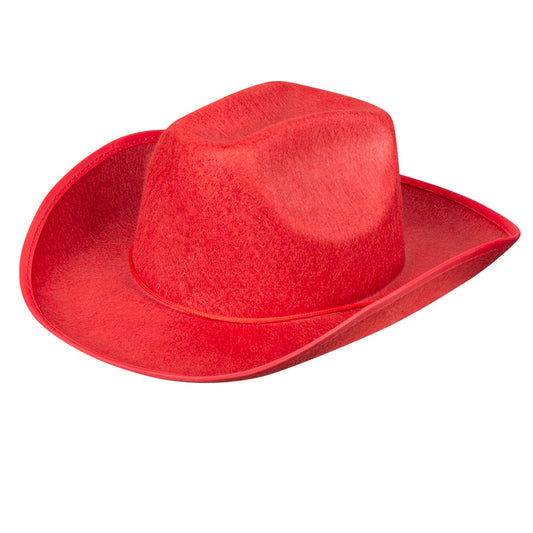 Chapeau Cowboy Rouge avec Cordelette - Accessoire Western Adulte