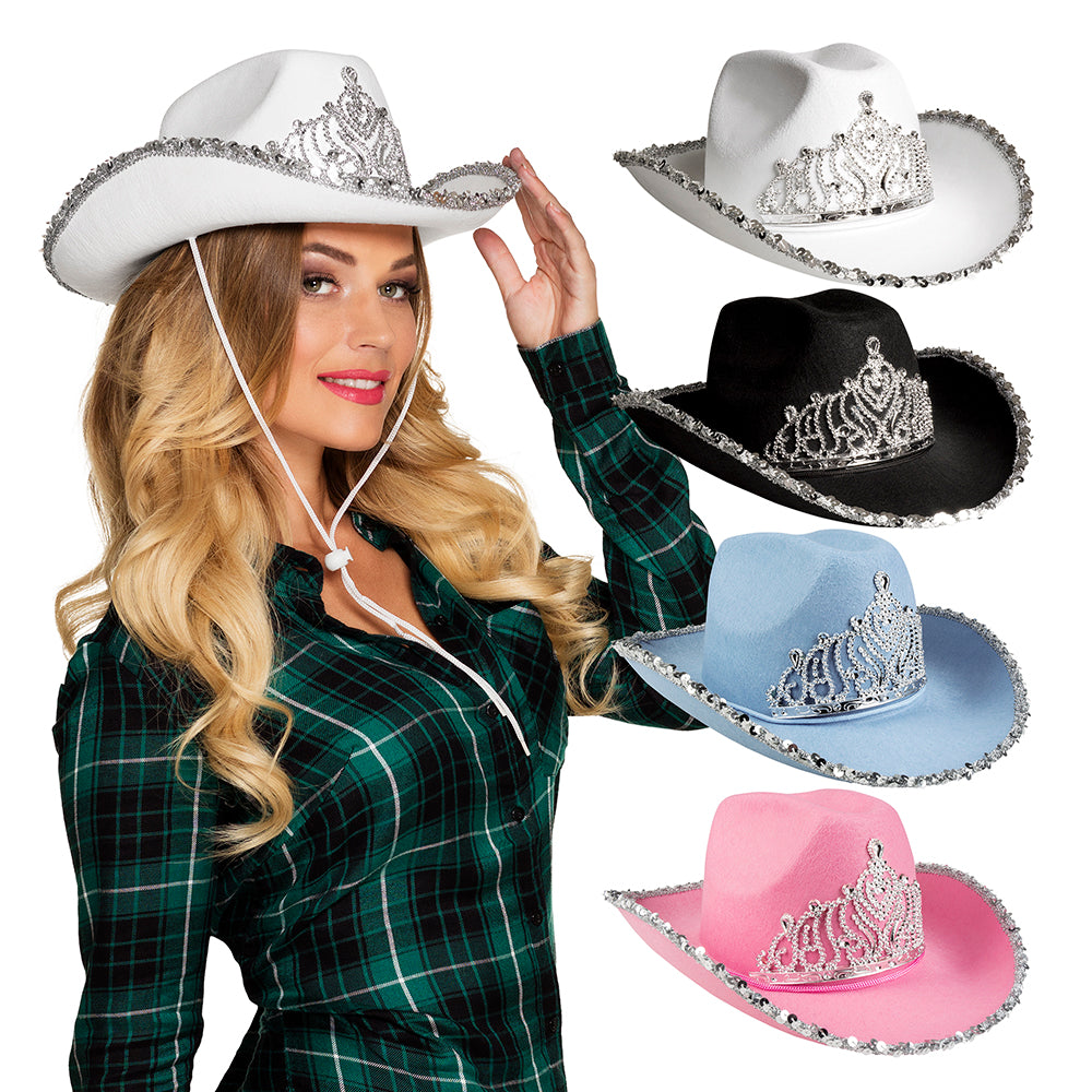 Chapeau Cowboy Paillettes avec Tiare Multicolore Femme