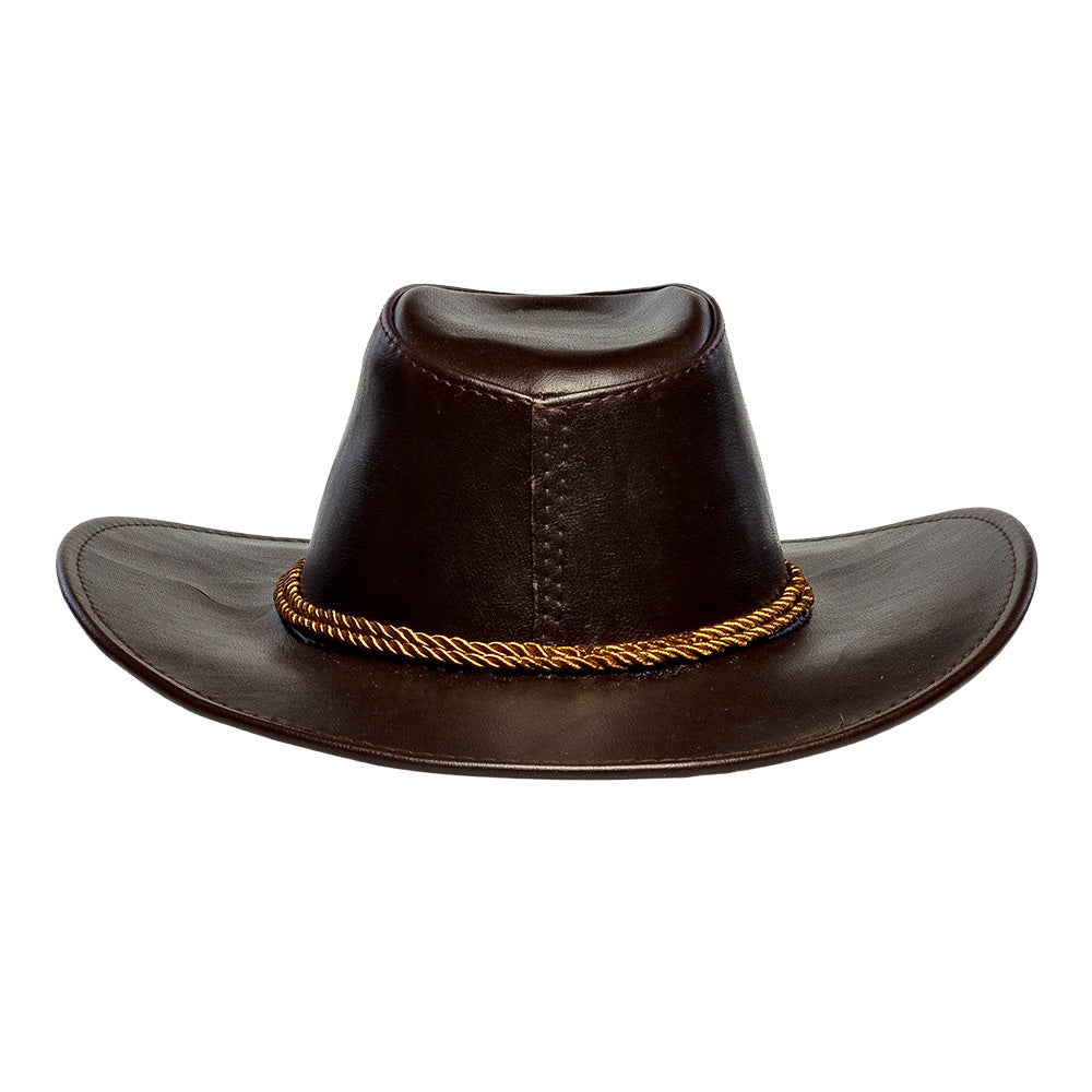 Chapeau Cowboy Marron Cuir Accessoire Western Adulte