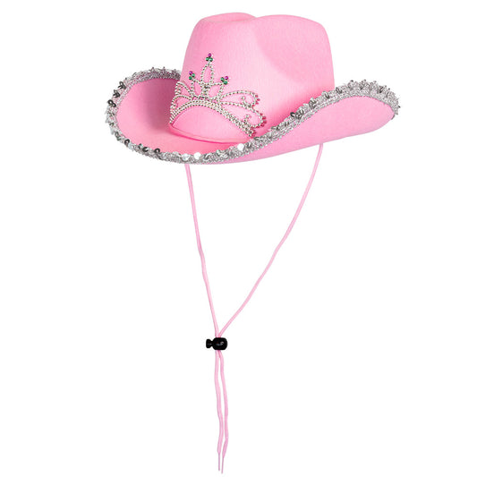 Chapeau Cowboy Rose Enfant avec Tiare et Paillettes
