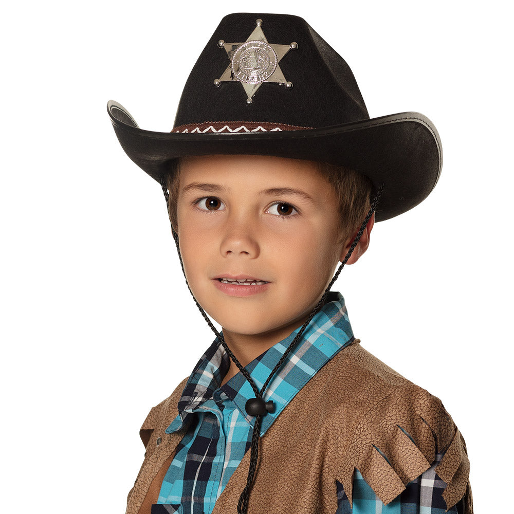 Chapeau Cowboy Enfant Noir avec Étoile Sheriff