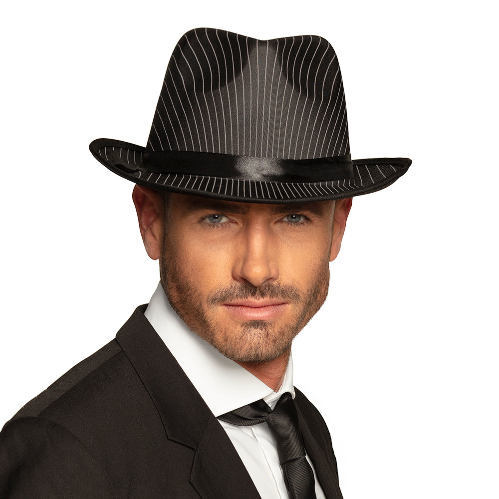 Chapeau Cowboy Noir Pailleté avec Bande Satin - Déguisement