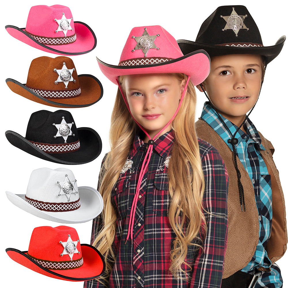 Chapeau Cowboy Enfant Sheriff Étoile - 6 Couleurs Assorties